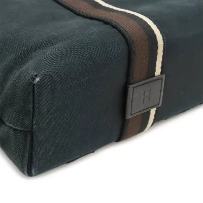 Pre-owned Hermes Beige Black Brown Canvas Leather Shoulder Bag Tote Bag ()