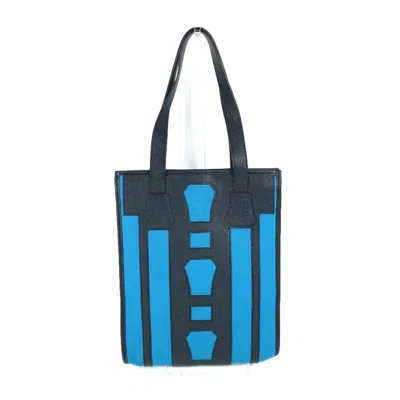 Pre-owned Hermes Black Blue Taurillon Clemence Leather Shoulder Bag Tote Bag ()
