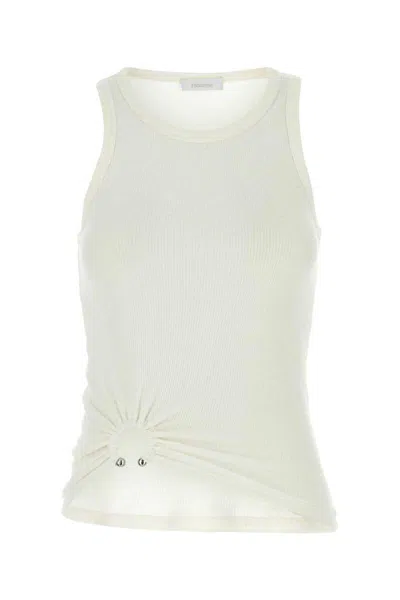 Rabanne White Stretch Cotton Tank Top In Neutral