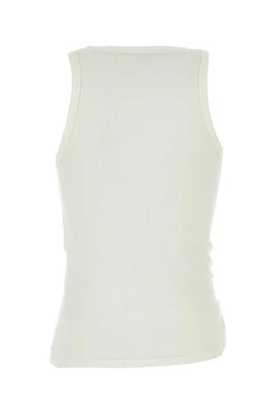 Rabanne White Stretch Cotton Tank Top In Neutral