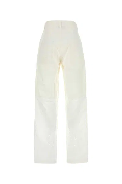 Marine Serre Cotton Trousers With Embroidered Pockets In White