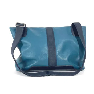 Pre-owned Hermes Blue Navy Leather Messenger Bag Shoulder Bag ()