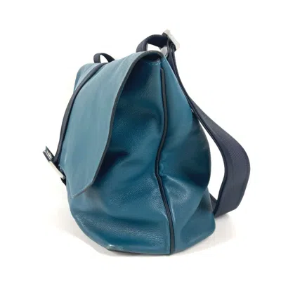 Pre-owned Hermes Blue Navy Leather Messenger Bag Shoulder Bag ()