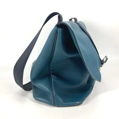 Pre-owned Hermes Blue Navy Leather Messenger Bag Shoulder Bag ()