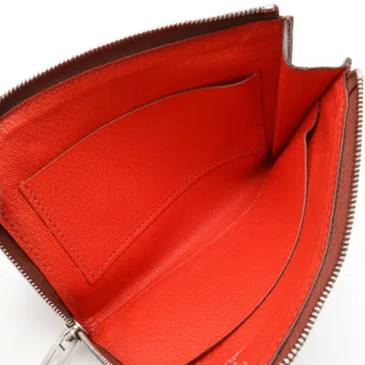 Pre-owned Hermes Bordeaux Chevre Leather Coin Purse/coin Case ()