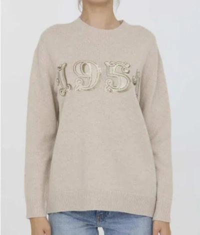 Max Mara Beige Sweatshirt With Decorative 1951 Motif