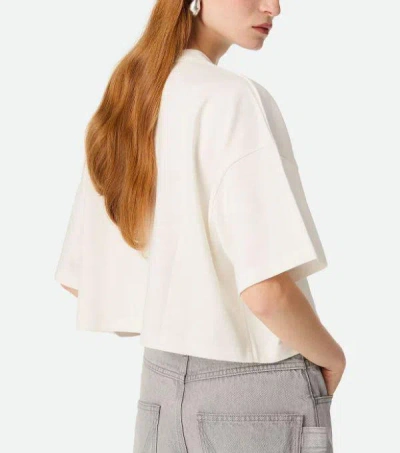 Bottega Veneta White Cropped T-shirt With Heart Detail On The Pocket In Cotton Woman