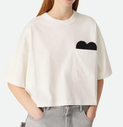 Bottega Veneta White Cropped T-shirt With Heart Detail On The Pocket In Cotton Woman