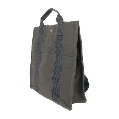 Pre-owned Hermes Gray Canvas Backpack Handbag Shoulder Bag ()