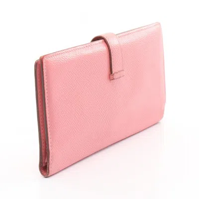 Pre-owned Hermes Pink Epsom Leather Long Wallet (bi-fold) ()
