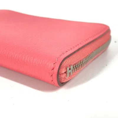 Pre-owned Hermes Pink Leather Coin Purse/coin Case ()
