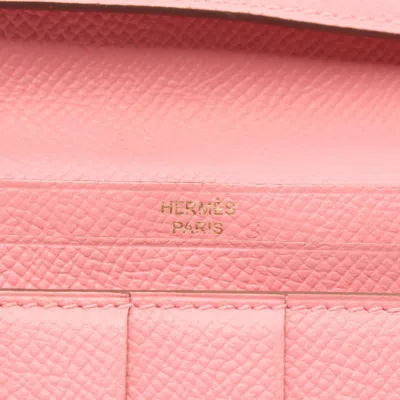 Pre-owned Hermes Pink Epsom Leather Long Wallet (bi-fold) ()