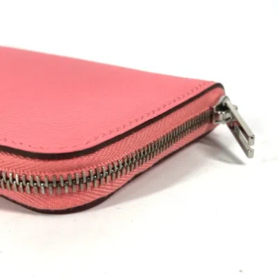 Pre-owned Hermes Pink Leather Coin Purse/coin Case ()