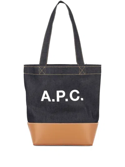 Apc A.p.c. Axel Cotton Bag In Blue Brown