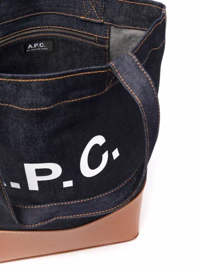 Apc A.p.c. Axel Cotton Bag In Blue Brown