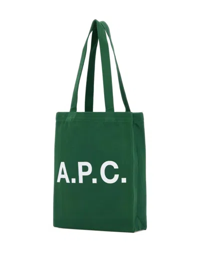 Apc A.p.c. Lou Green Canvas Tote Bag In Green