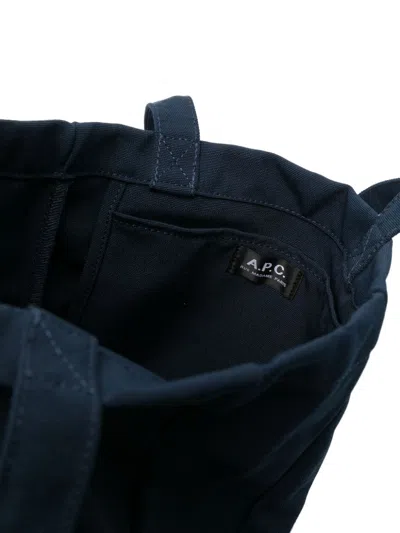 Apc A.p.c. Navy Blue Canvas Lou Rue Madame Shopping Bag In Blue