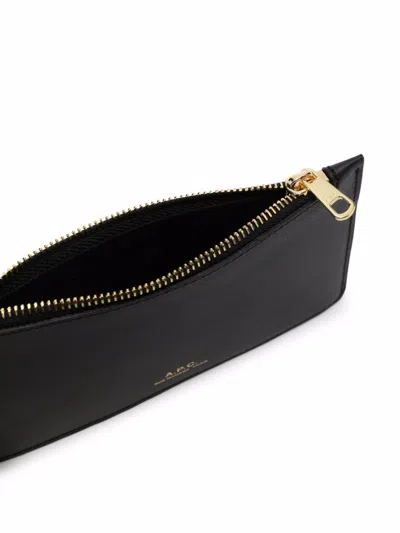 Apc A.p.c. Women Black Leather Willow Card Holder In Black
