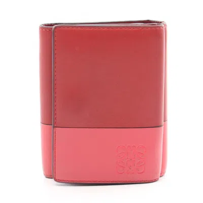 Pre-owned Loewe Pink Red Color Leather Wallet (tri-fold) () In Multi