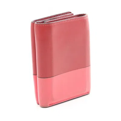 Pre-owned Loewe Pink Red Color Leather Wallet (tri-fold) () In Multi