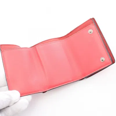 Pre-owned Loewe Pink Red Color Leather Wallet (tri-fold) () In Multi