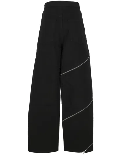 Alaïa Womens Noir Alaia Spiral Two-patch-pockets Wide-leg High-rise Denim-blend Trousers In Black