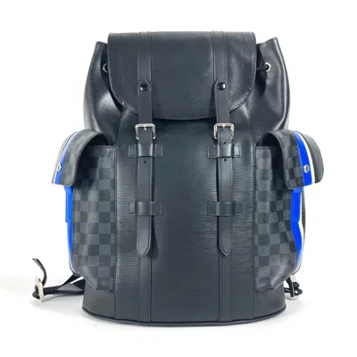 Pre-owned Louis Vuitton Black Blue Monogram Eclipse Epi Leather Backpack ()