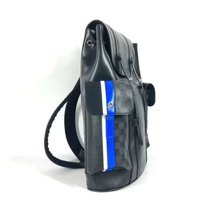 Pre-owned Louis Vuitton Black Blue Monogram Eclipse Epi Leather Backpack ()