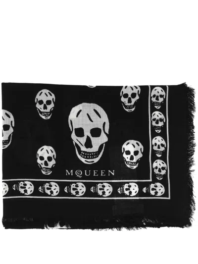 Alexander Mcqueen Alexander Mc Queen Skull Black Silk Scarf