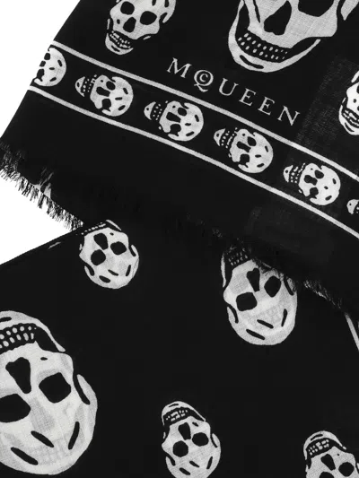 Alexander Mcqueen Alexander Mc Queen Skull Black Silk Scarf