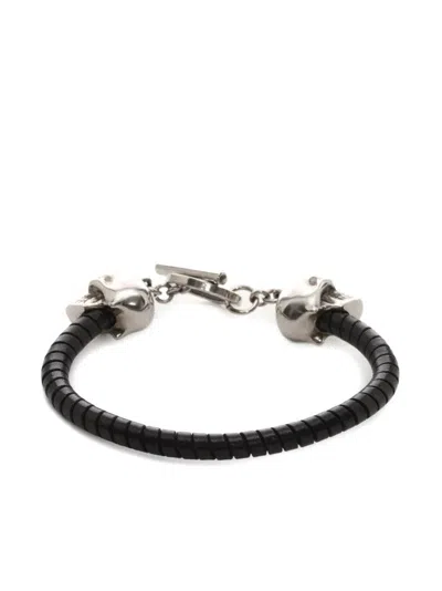 Alexander Mcqueen Alexander Mc Queen Skull Black Silver Bracelet In Black