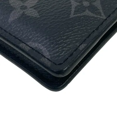 Pre-owned Louis Vuitton Black Monogram Eclipse Monogram Eclipse Leather Wallet (bi-fold) ()