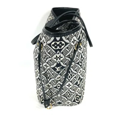 Pre-owned Louis Vuitton Black White Jacquard Leather Shoulder Bag Tote Bag ()