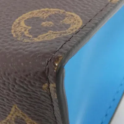 Pre-owned Louis Vuitton Bleu Celeste Brown Marron Coated Canvas Clutch Bag Pochette ()