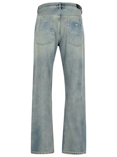 Amiri Straight Leg Mid-rise Distressed Trousers In Gray