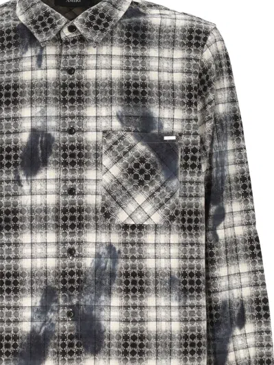 Amiri Ma Quad Bleach Splatter Flannel Button-up Shirt In Black
