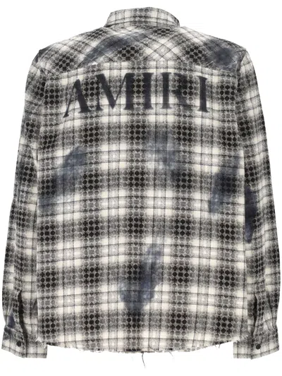 Amiri Ma Quad Bleach Splatter Flannel Button-up Shirt In Black