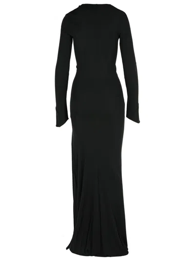 Attico Abito Lungo In Crepe Nero Donna In Black