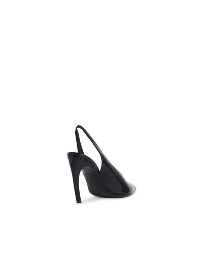 Attico Slingback Viper In Black Synthetic Paint In Black