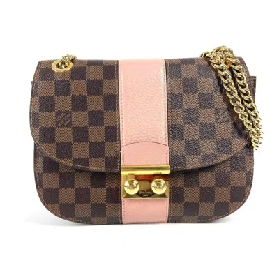 Pre-owned Louis Vuitton Brown Pink Damier Canvas Pochette Shoulder Bag ()
