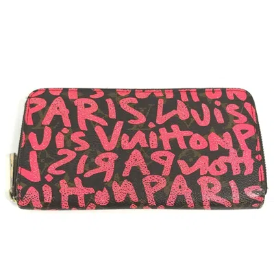 Pre-owned Louis Vuitton Brown Pink Monogram Graffiti Canvas Long Wallet (bi-fold) () In Multi
