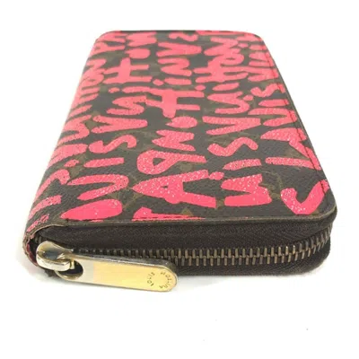 Pre-owned Louis Vuitton Brown Pink Monogram Graffiti Canvas Long Wallet (bi-fold) () In Multi