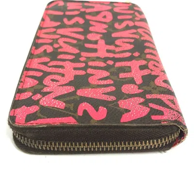 Pre-owned Louis Vuitton Brown Pink Monogram Graffiti Canvas Long Wallet (bi-fold) () In Multi