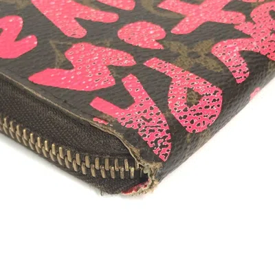 Pre-owned Louis Vuitton Brown Pink Monogram Graffiti Canvas Long Wallet (bi-fold) () In Multi