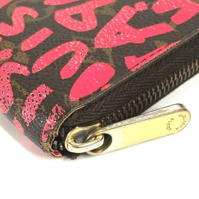 Pre-owned Louis Vuitton Brown Pink Monogram Graffiti Canvas Long Wallet (bi-fold) () In Multi