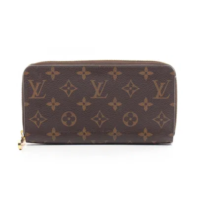Pre-owned Louis Vuitton Brown Pink Pvc Coated Canvas Leather Long Wallet (bi-fold) () In Multi