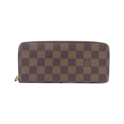 Pre-owned Louis Vuitton Cerise Damier Canvas Ebene Coated Canvas Long Wallet (bi-fold) () In Multi