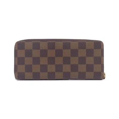 Pre-owned Louis Vuitton Cerise Damier Canvas Ebene Coated Canvas Long Wallet (bi-fold) () In Multi