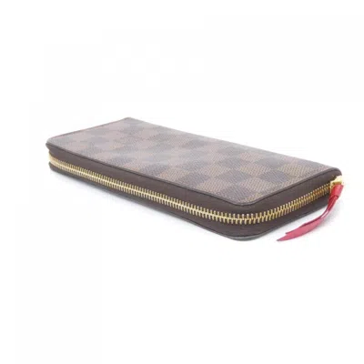 Pre-owned Louis Vuitton Cerise Damier Canvas Ebene Coated Canvas Long Wallet (bi-fold) () In Multi