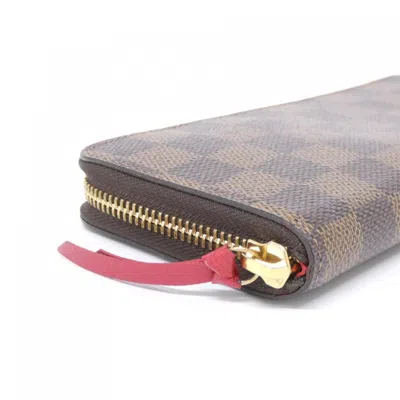 Pre-owned Louis Vuitton Cerise Damier Canvas Ebene Coated Canvas Long Wallet (bi-fold) () In Multi